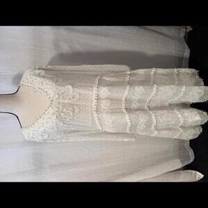 NWOT WHITE BOHO LONG SLEEVE DRESS EMBROIDERED FRINGE WEDDING GRADUATION SZ LARGE